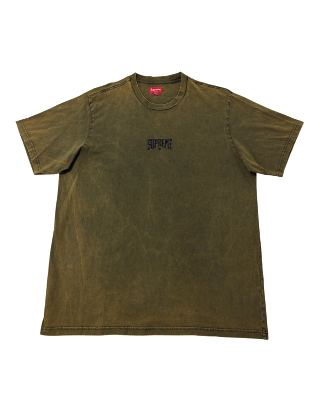 Supreme Olive Green Pigment Dyed Embroidered Logo T-Shirt