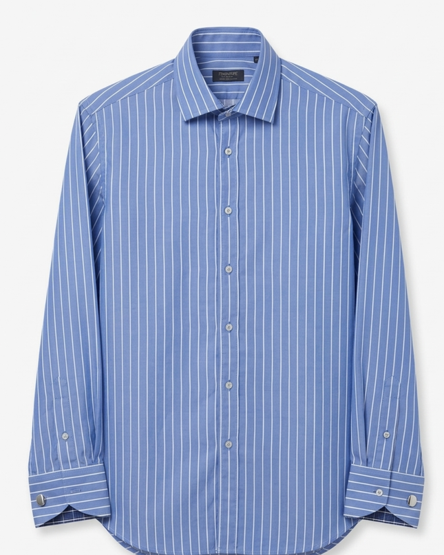 Zara Blue Striped Long Sleeve Button-Down Shirt