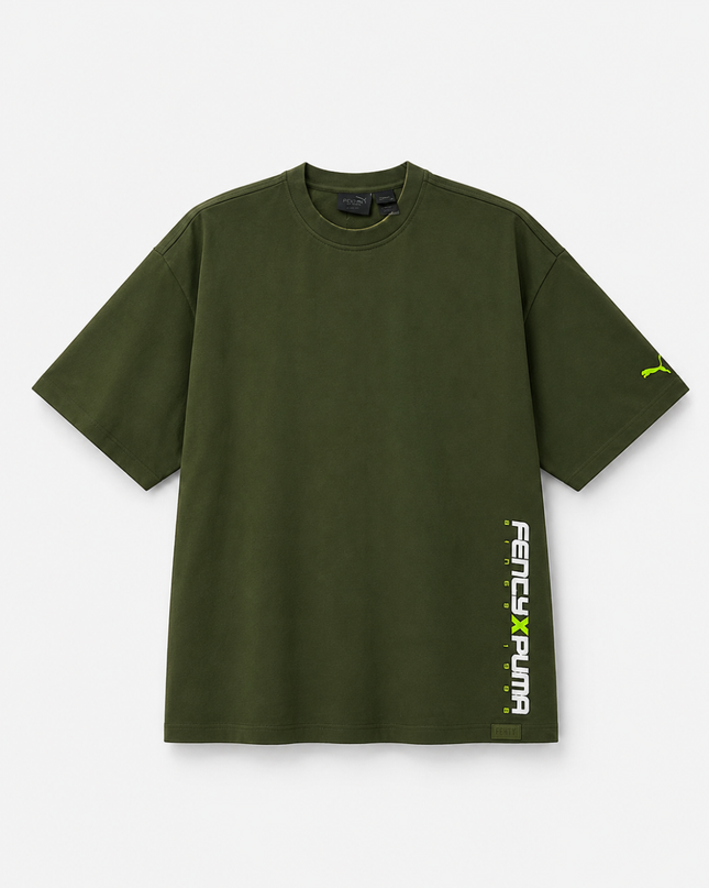 Fenty x Puma by Rihanna Olive Green Oversized Graphic T-Shirt