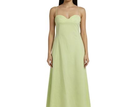 Zara Lime Green Midi Dress with Sweetheart Neckline