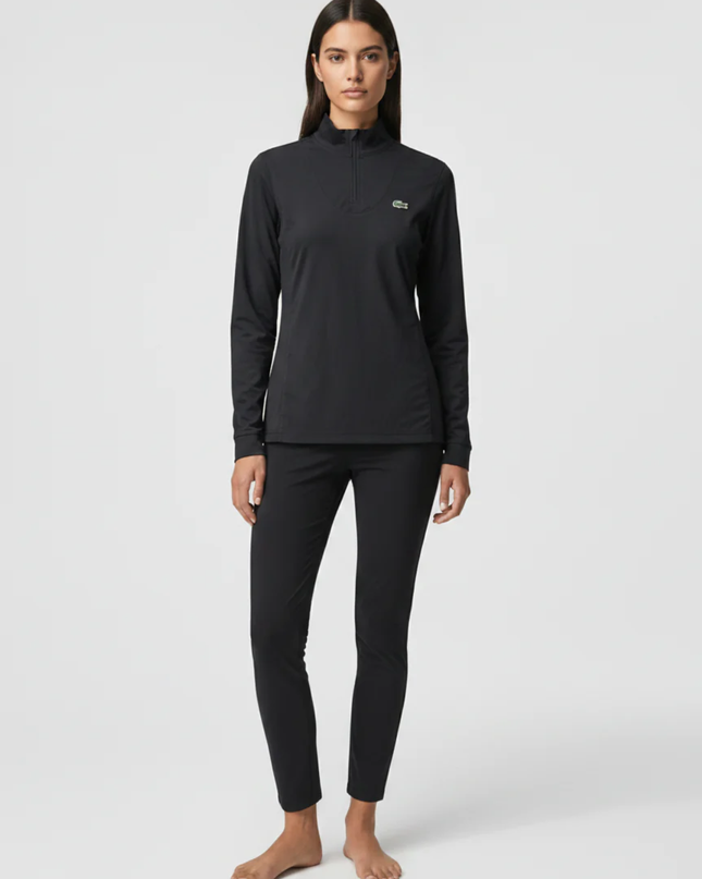 Lacoste Sport Black Quarter-Zip Long-Sleeve Performance Sports Upper
