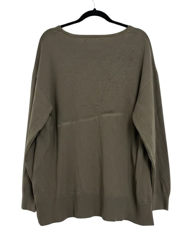 AMISU Olive V-Neck Lightweight Knit Sweater