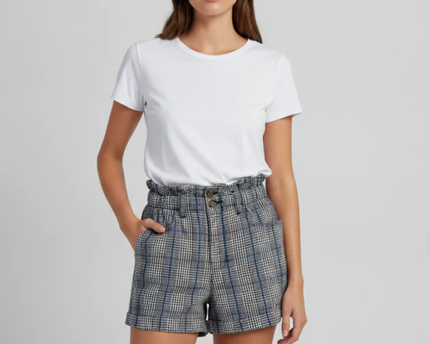 American Eagle Black, White and Blue Plaid Shorts