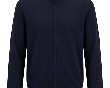 Boss Navy Blue Full-Zip Fine-Knit Cardigan