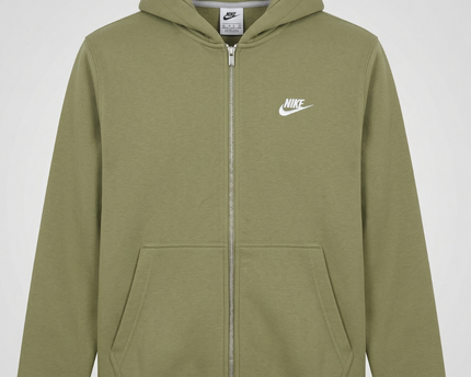 Nike Olive Green Full-Zip Fleece Hoodie