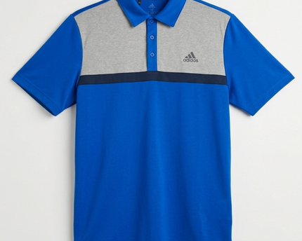 Adidas Blue and Grey Two-Tone Performance Sports Polo
