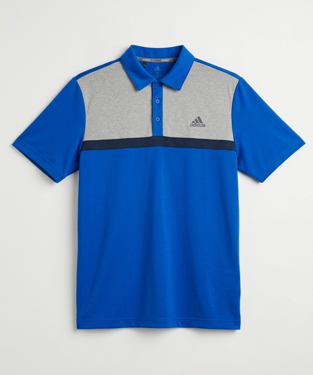 Adidas Blue and Grey Two-Tone Performance Sports Polo