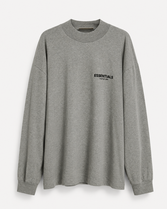 Fear of God Essentials Grey Oversized Long Sleeve T-Shirt