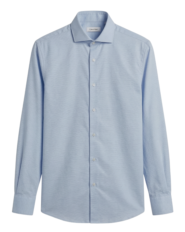 Calvin Klein Light Blue Fitted Cotton Dress Shirt