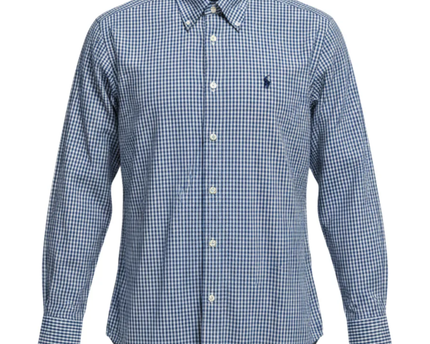 Ralph Lauren Blue Gingham Custom Fit Long Sleeve Shirt