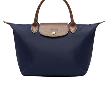 Longchamp Navy Le Pliage Leather Trim Handbag