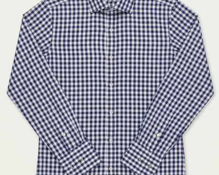 T.M.Lewin Blue Gingham Slim Fit Non-Iron Cotton Shirt