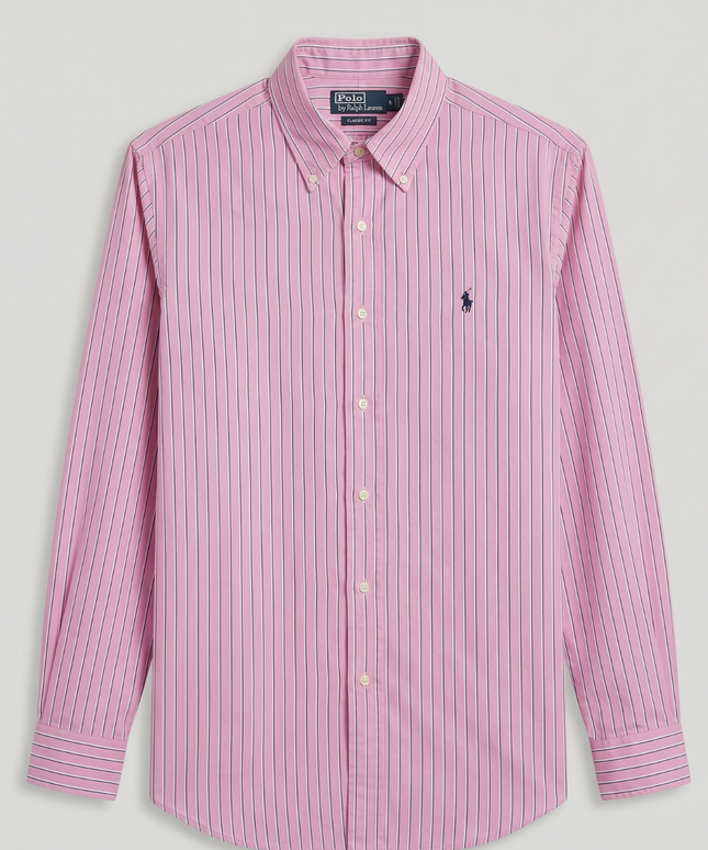 Polo Ralph Lauren Men's Pink Striped Classic Fit Button Down Shirt