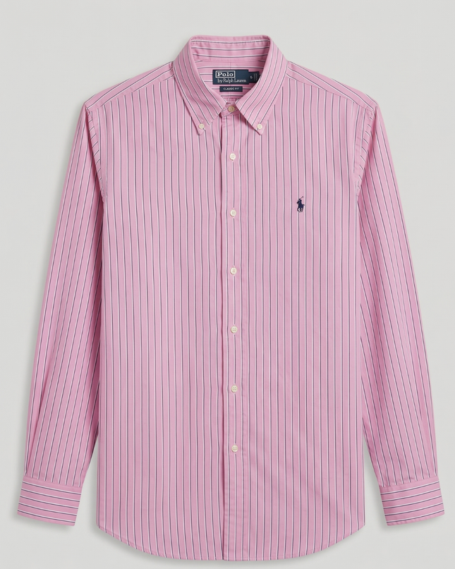 Polo Ralph Lauren Men's Pink Striped Classic Fit Button Down Shirt