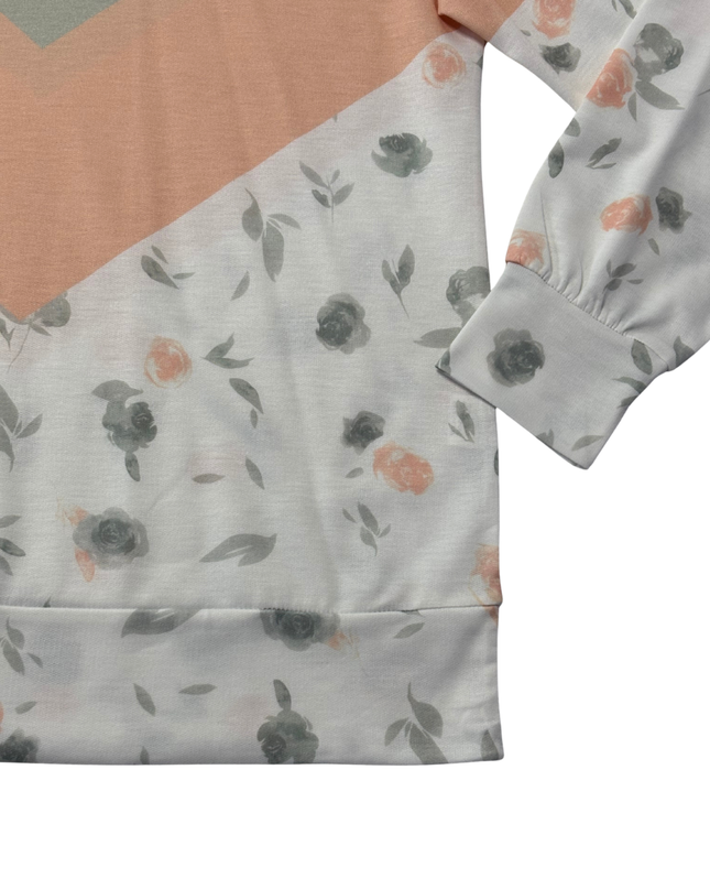 MISSLOOK Multi-color Floral Colorblock Hoodie