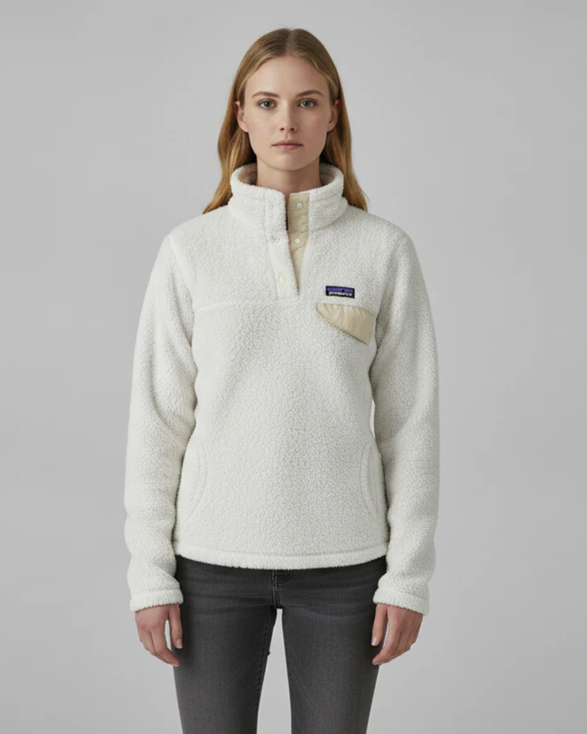 Patagonia White Los Gatos High-Pile Quarter-Zip Fleece Pullover