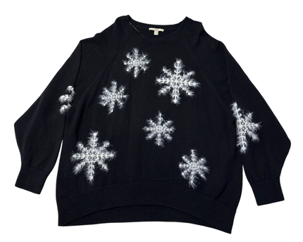 EDC Black Snowflake Embroidered Relaxed Sweater