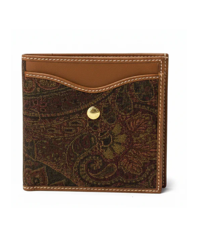 Angiolo Del Gobbo Brown Paisley Leather Wallet