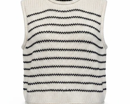Zara Cream Striped Knit Sleeveless Vest