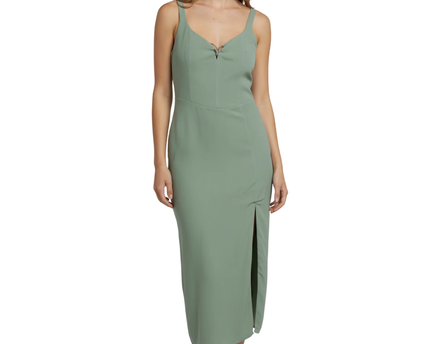 Abercrombie & Fitch Sage Green Corset-Style Midi Dress