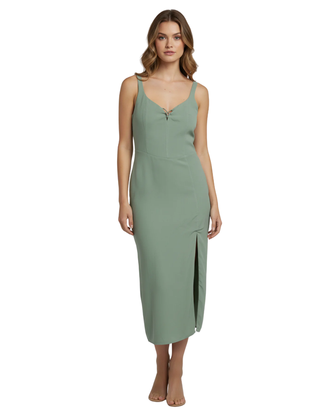 Abercrombie & Fitch Sage Green Corset-Style Midi Dress