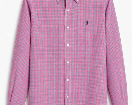 Ralph Lauren Pink Plaid Slim Fit Non-Iron Shirt