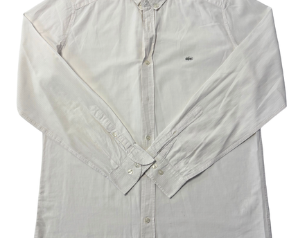 Lacoste White Regular Fit Long Sleeve Button-Down Shirt