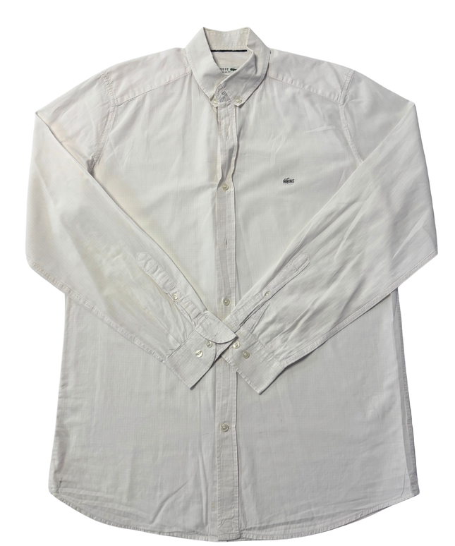 Lacoste White Regular Fit Long Sleeve Button-Down Shirt