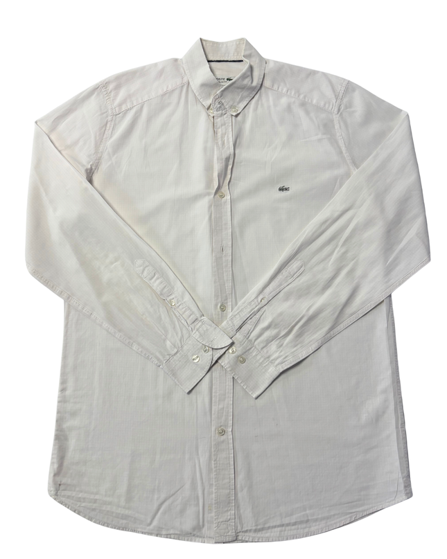 Lacoste White Regular Fit Long Sleeve Button-Down Shirt