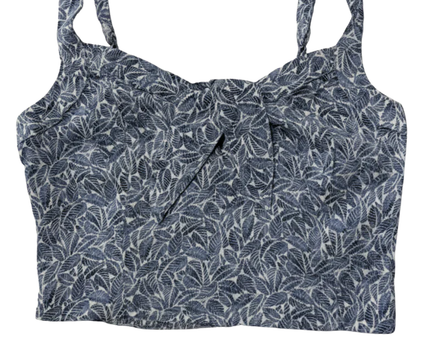 Hollister Blue Leaf Print Tie-Front Crop Top