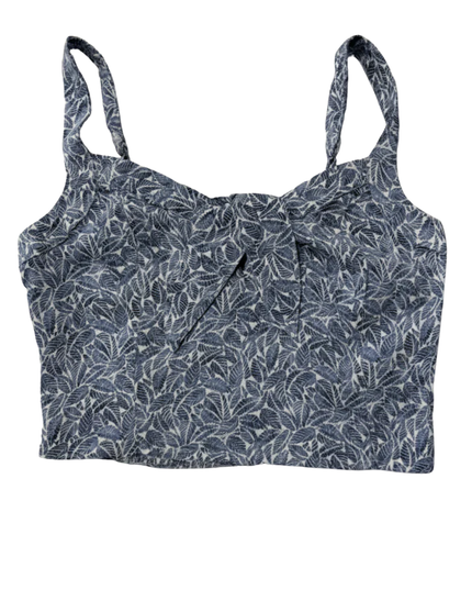 Hollister Blue Leaf Print Tie-Front Crop Top