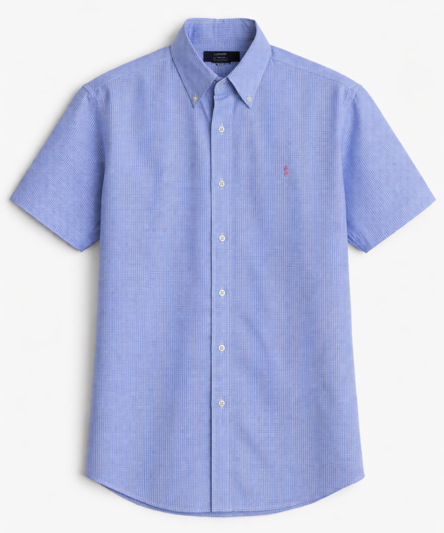 Polo Ralph Lauren Blue Checkered Short Sleeve Custom Fit Shirt