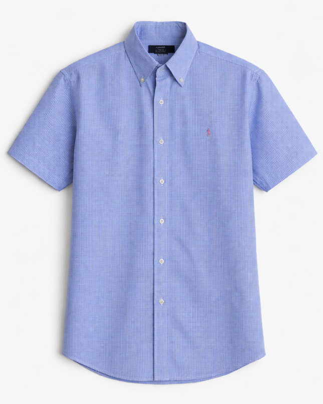 Polo Ralph Lauren Blue Checkered Short Sleeve Custom Fit Shirt