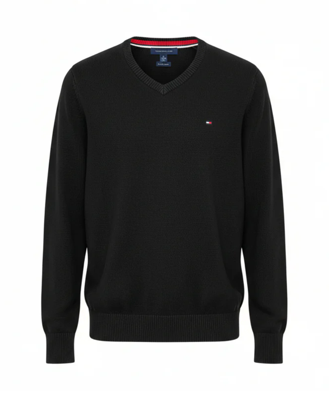 Tommy Hilfiger Black Premium Cotton Crewneck Sweater