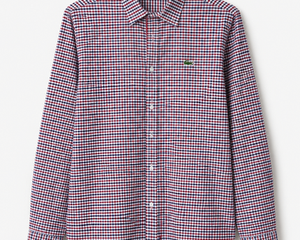 Lacoste Red/Blue Checkered Long Sleeve Button-Down Shirt