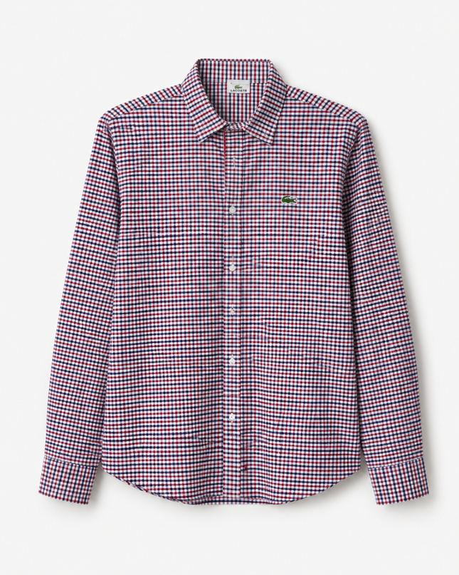 Lacoste Red/Blue Checkered Long Sleeve Button-Down Shirt