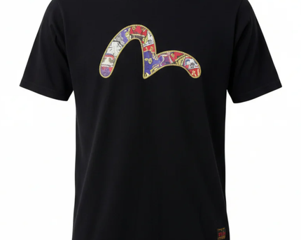 Evisu Black Heritage Seagull Graphic T-Shirt