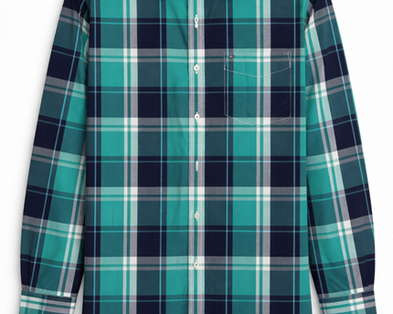 Tommy Hilfiger Green Plaid Custom Fit Long Sleeve Button-Down Shirt