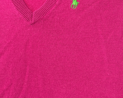 Ralph Lauren Golf Pink Merino Wool V-Neck Sweater