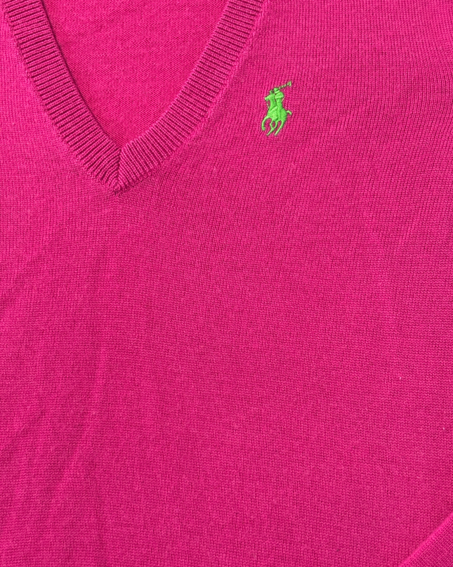Ralph Lauren Golf Pink Merino Wool V-Neck Sweater