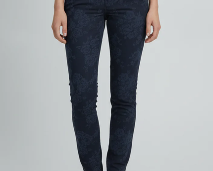 Abercrombie & Fitch Navy Blue Floral Skinny Jeans