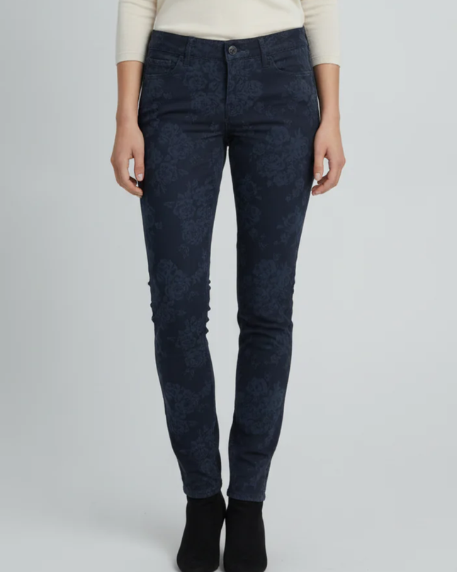 Abercrombie & Fitch Navy Blue Floral Skinny Jeans