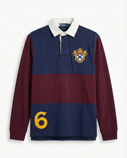 Polo Ralph Lauren Blue & Burgundy Striped Rugby Shirt