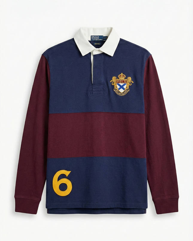 Polo Ralph Lauren Blue & Burgundy Striped Rugby Shirt