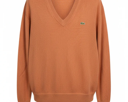 Lacoste Vintage Orange V-Neck Fine Knit Sweater