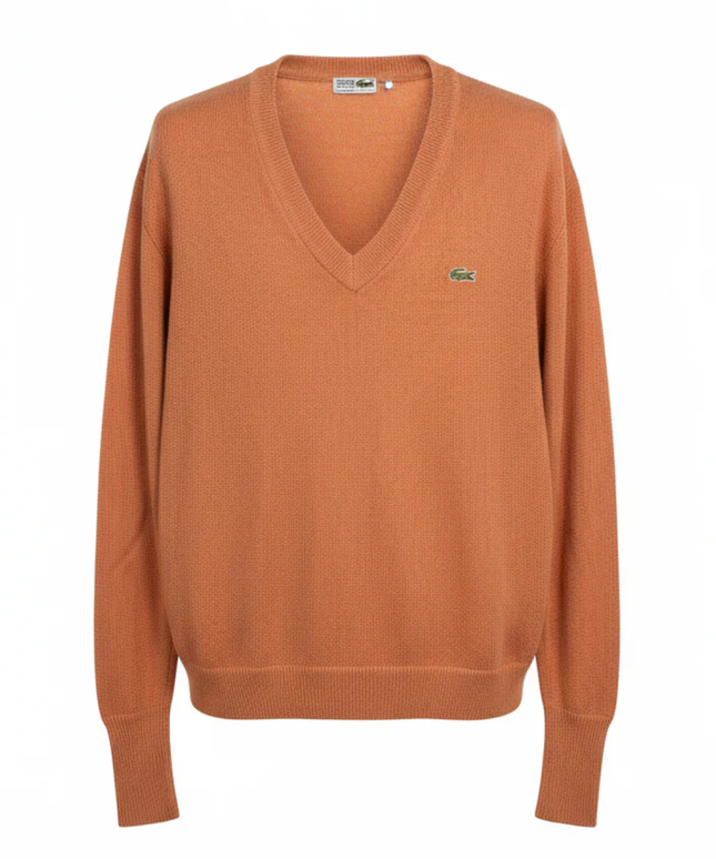 Lacoste Vintage Orange V-Neck Fine Knit Sweater