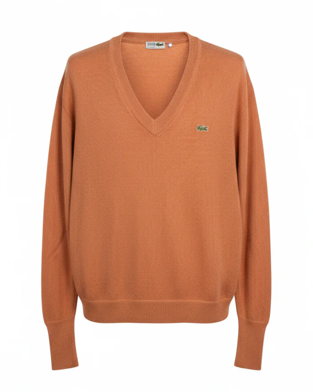 Lacoste Vintage Orange V-Neck Fine Knit Sweater