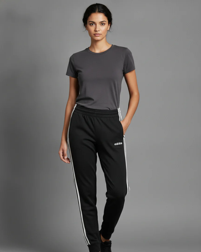 Adidas Black 3-Stripe Cuffed Joggers