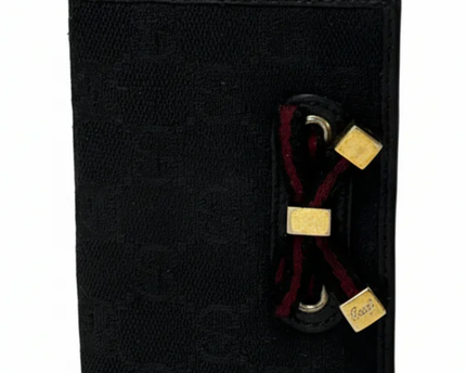 Gucci Black GG Monogram Canvas Ribbon Detail Card Holder