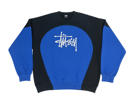 Stussy Black and Blue Two-Tone Logo Sweatshirt